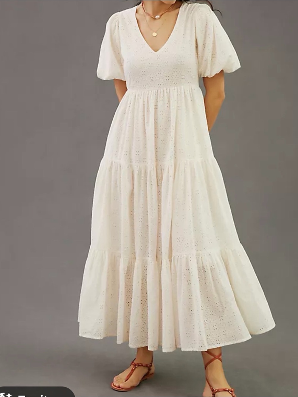 MOTHER Cream Maxi Dress with Puff Sleeves